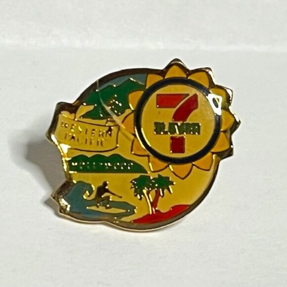 VTG 7 Eleven Western Pacific Hollywood Lapel Vest Hat Recognition Pin .75" RARE - Picture 4 of 13